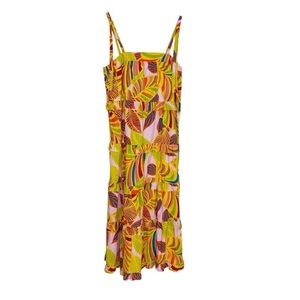 Flora Bea NYC Carey Maxi Dress Yellow Tiered Ruffle Small NWOT
